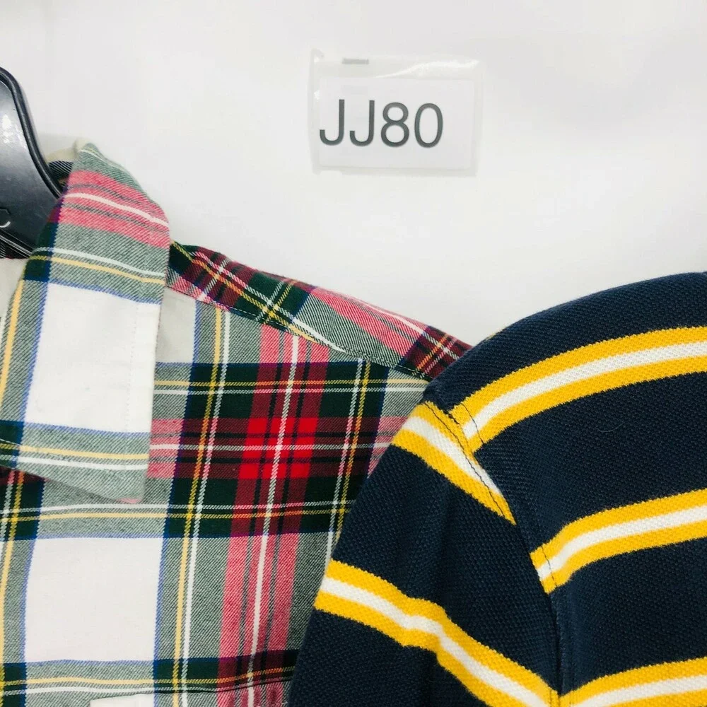 2PC- Brooks Brothers Boys Stripe Rugby Cotton Collared Long Sleeve Shirt Size M